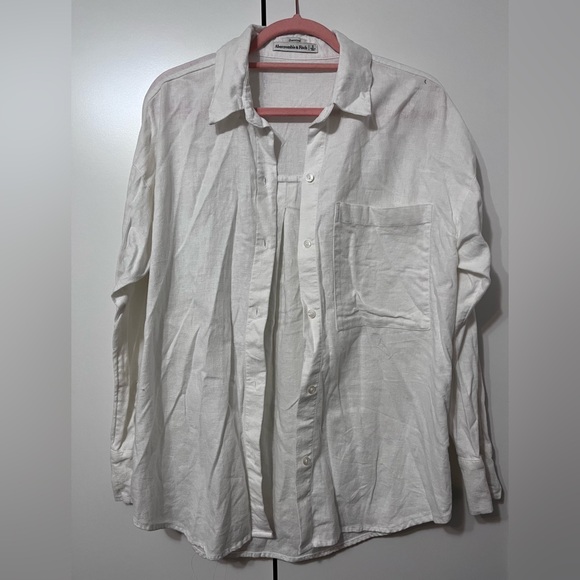 Oversized Abercrombie and Fitch Linen Blend button down shirt (little sheer) - Picture 1 of 4